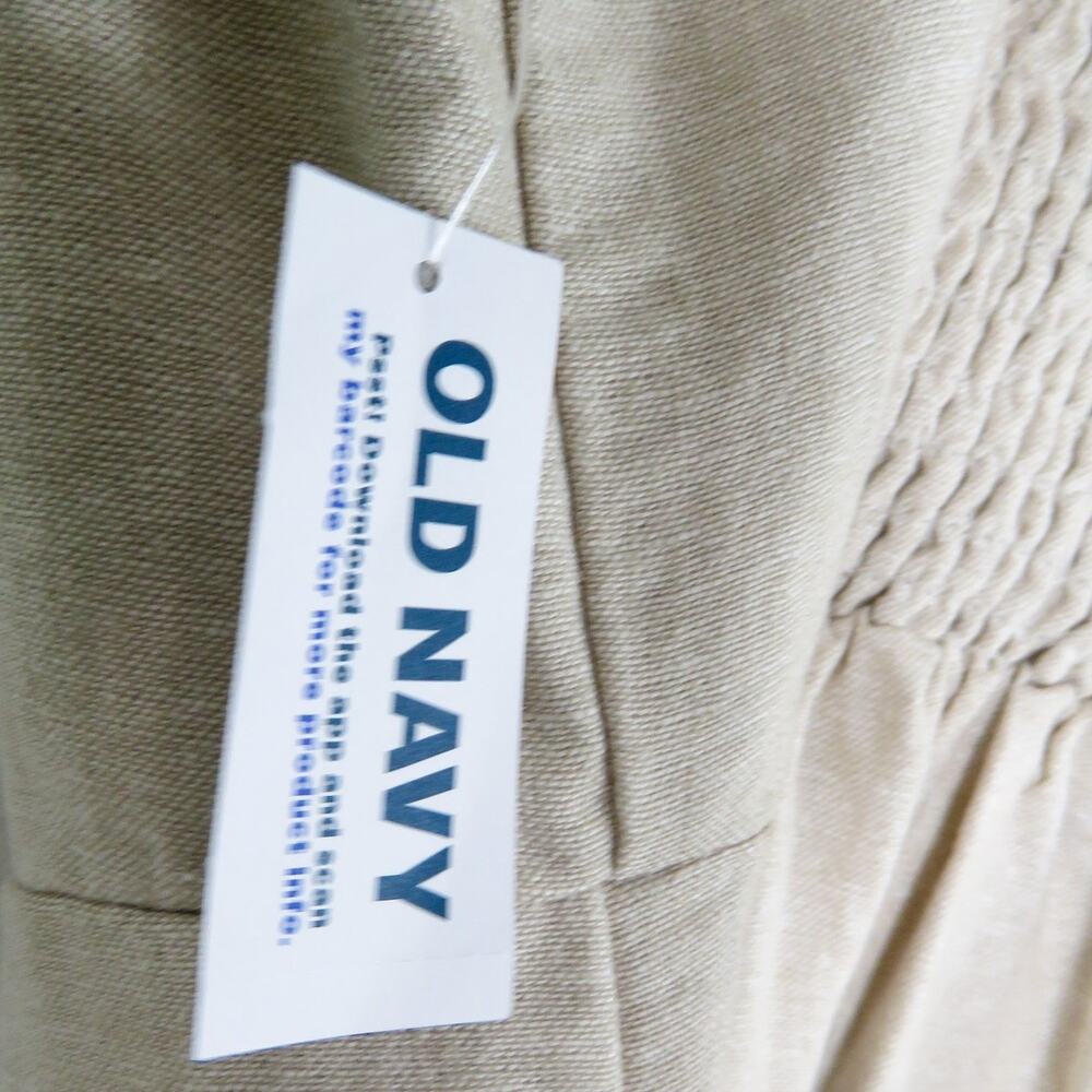 Old Navy Fit & Flare Sleeveless Linen-Blend Midi Dress Beige Cream Small Linen - Picture 5 of 7